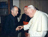 Fr Henry with Cardinal Ratzinger (now Pope Benedict XVI) & Pope John Paul II